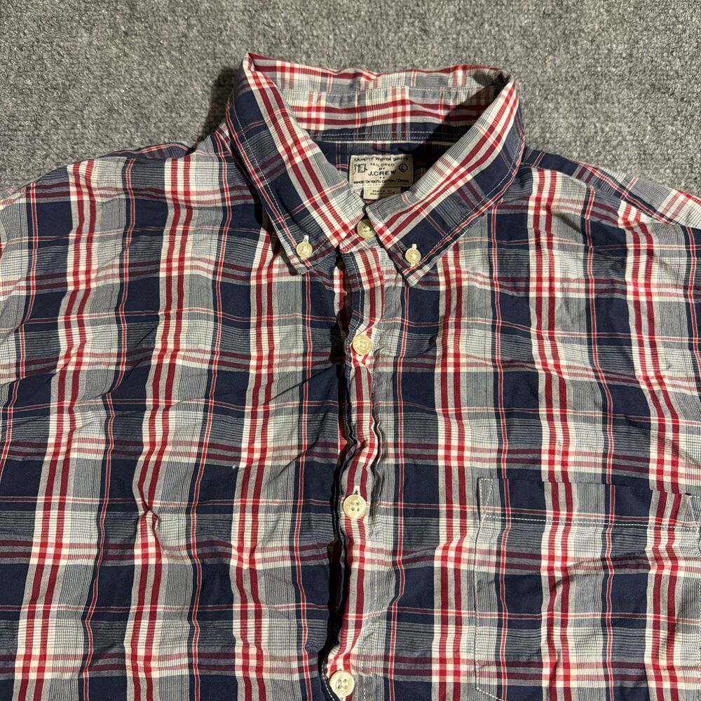 J Crew Shirt Mens Large Blue Plaid Button Down Long Sleeve 100% Cotton
